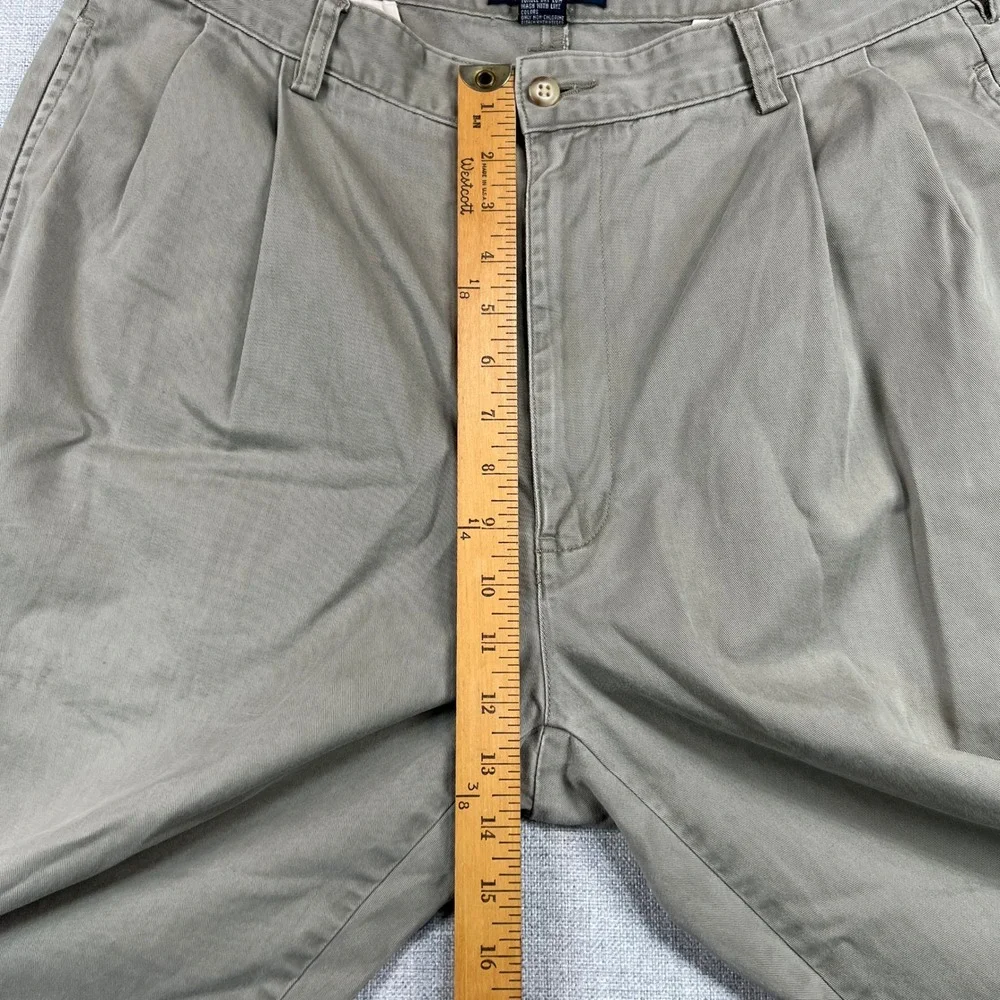 VTG Polo Ralph Lauren Hammond Pants Men 36x31 Khaki Cotton Pleated Cuffed Preppy